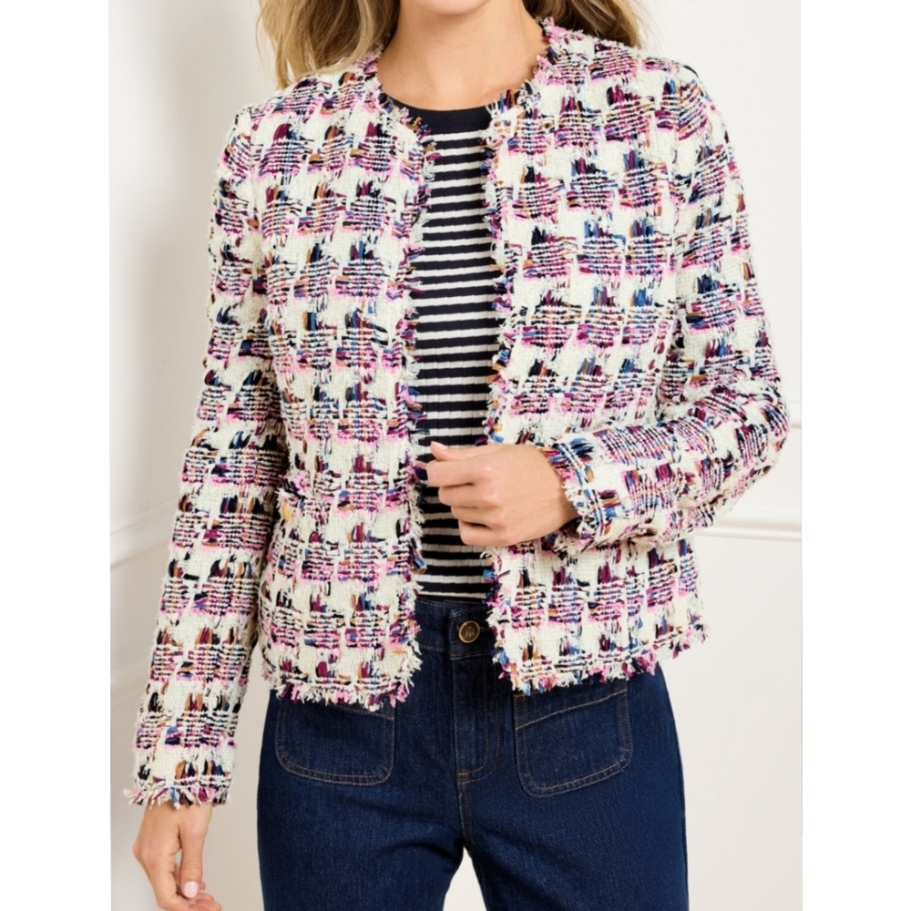 Talbots Collarless Tweed Blazer - Picture 1 of 8